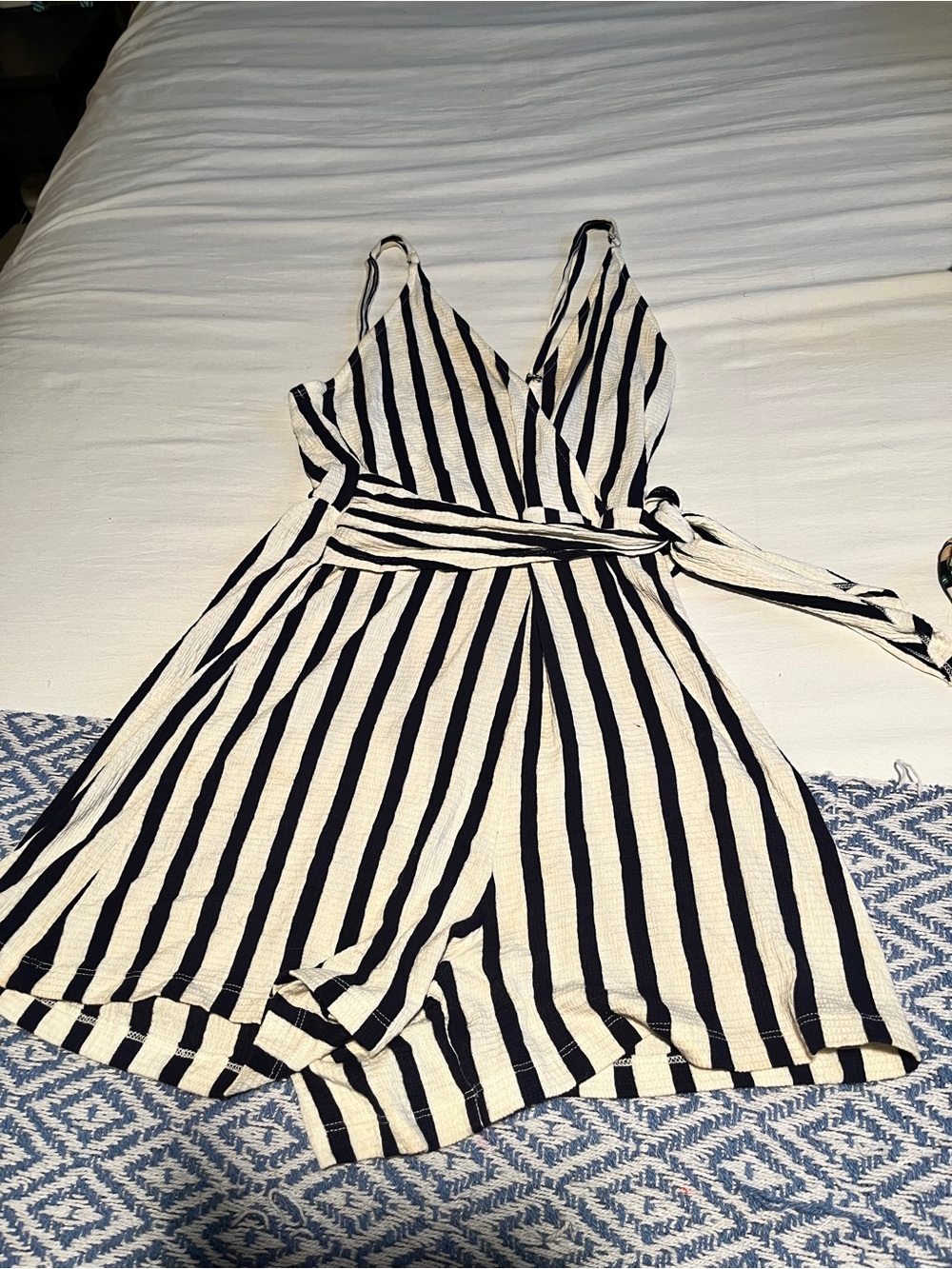 Striped Black and White  One-Piece Romper